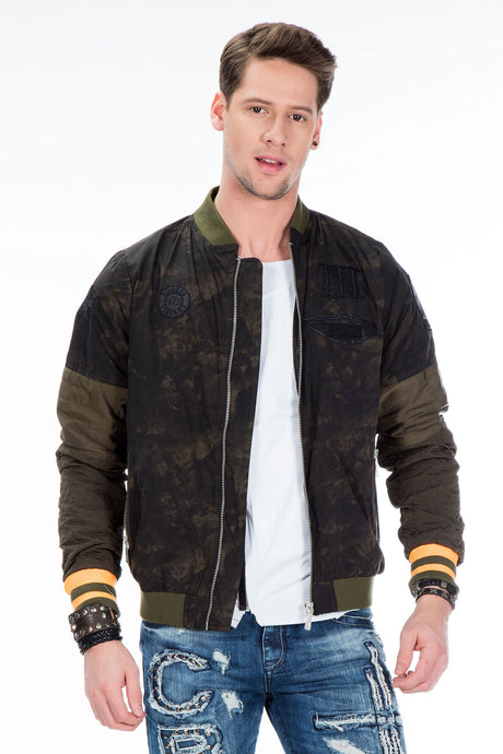 CJ210 Men's Transitional Jacket – Camouflage Design in Grey with Textured Mix & Urban Look | Lightweight Jacket for Spring & Autumn