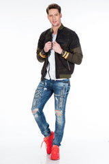 CJ210 Men's Transitional Jacket – Camouflage Design in Grey with Textured Mix & Urban Look | Lightweight Jacket for Spring & Autumn