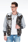 CJ215 Men's Transitional Jacket – Khaki Camouflage Jacket with Hood & Print Details