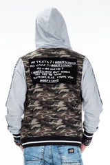 CJ215 Men's Transitional Jacket – Khaki Camouflage Jacket with Hood & Print Details