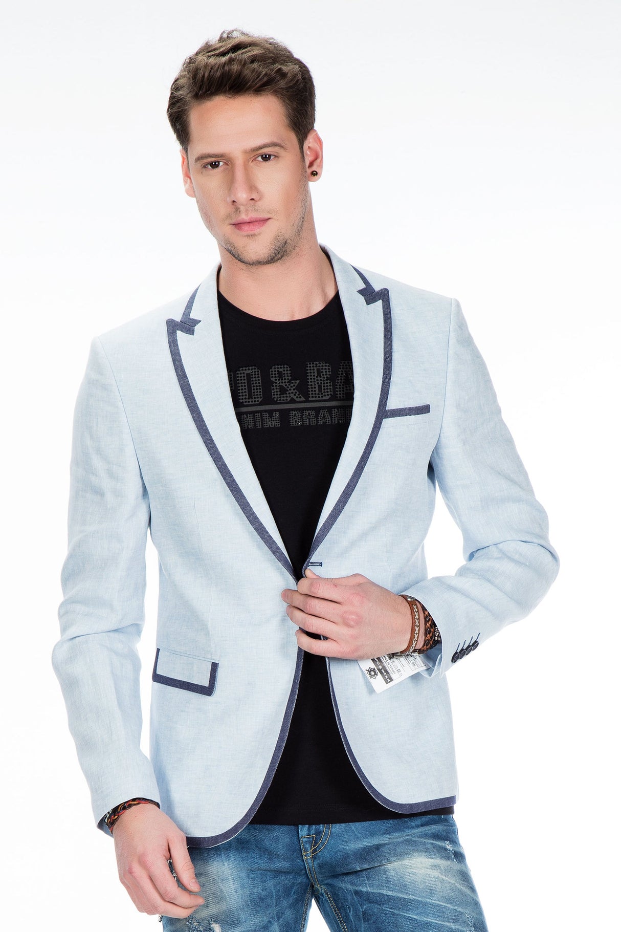 CJ222 Men's Blazer – Stylish contrast in light blue & navy