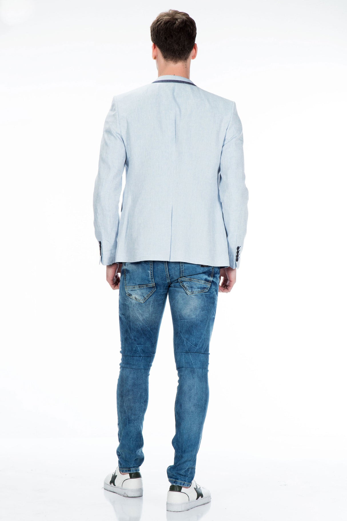 CJ222 Men's Blazer – Stylish contrast in light blue & navy
