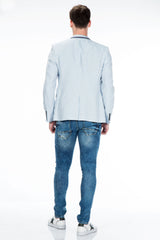 CJ222 Men's Blazer – Stylish contrast in light blue & navy