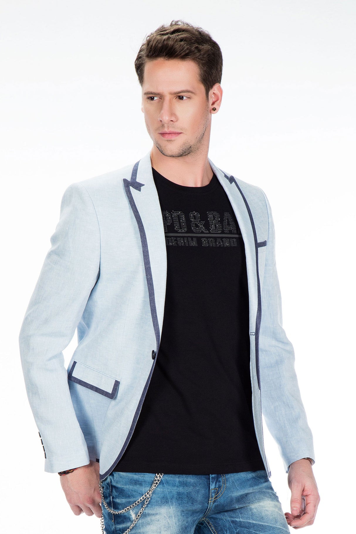 CJ222 Men's Blazer – Stylish contrast in light blue & navy