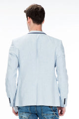 CJ222 Men's Blazer – Stylish contrast in light blue & navy