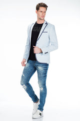 CJ222 Men's Blazer – Stylish contrast in light blue & navy