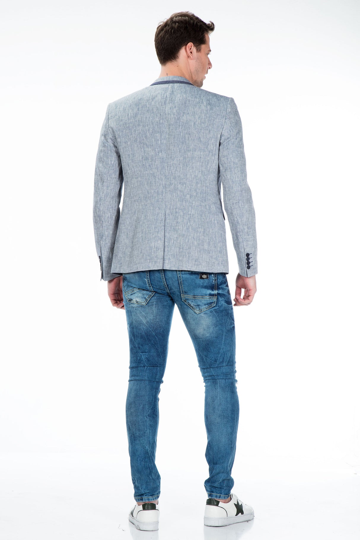 CJ222 Men's Blazer – Stylish contrast in light blue & navy