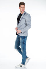 CJ222 Men's Blazer – Stylish contrast in light blue & navy