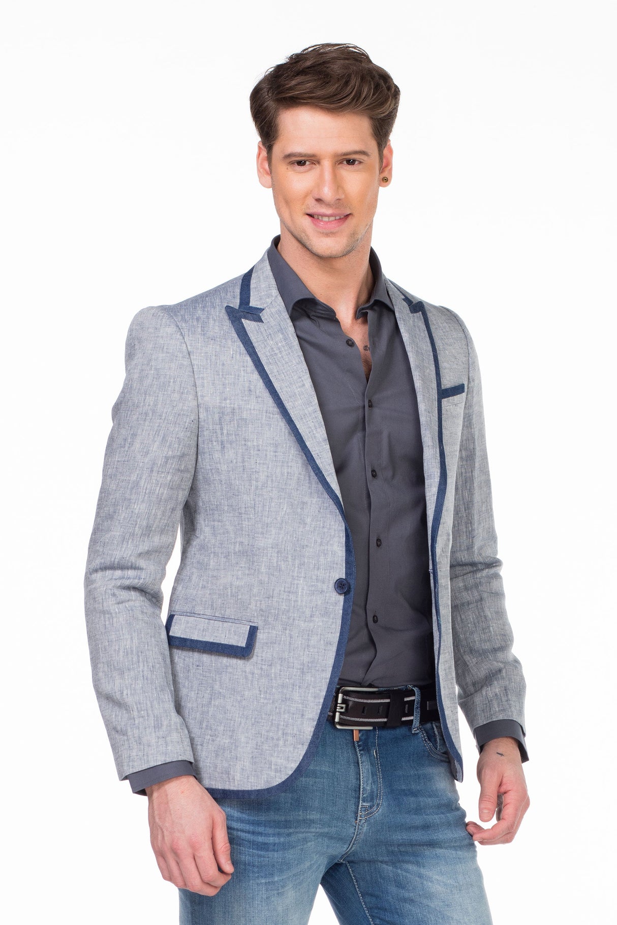 CJ222 Men's Blazer – Stylish contrast in light blue & navy