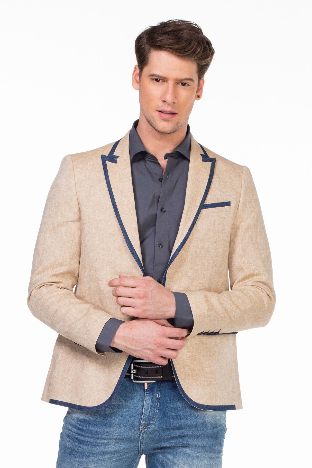 CJ222 Men's Blazer – Stylish contrast in light blue & navy