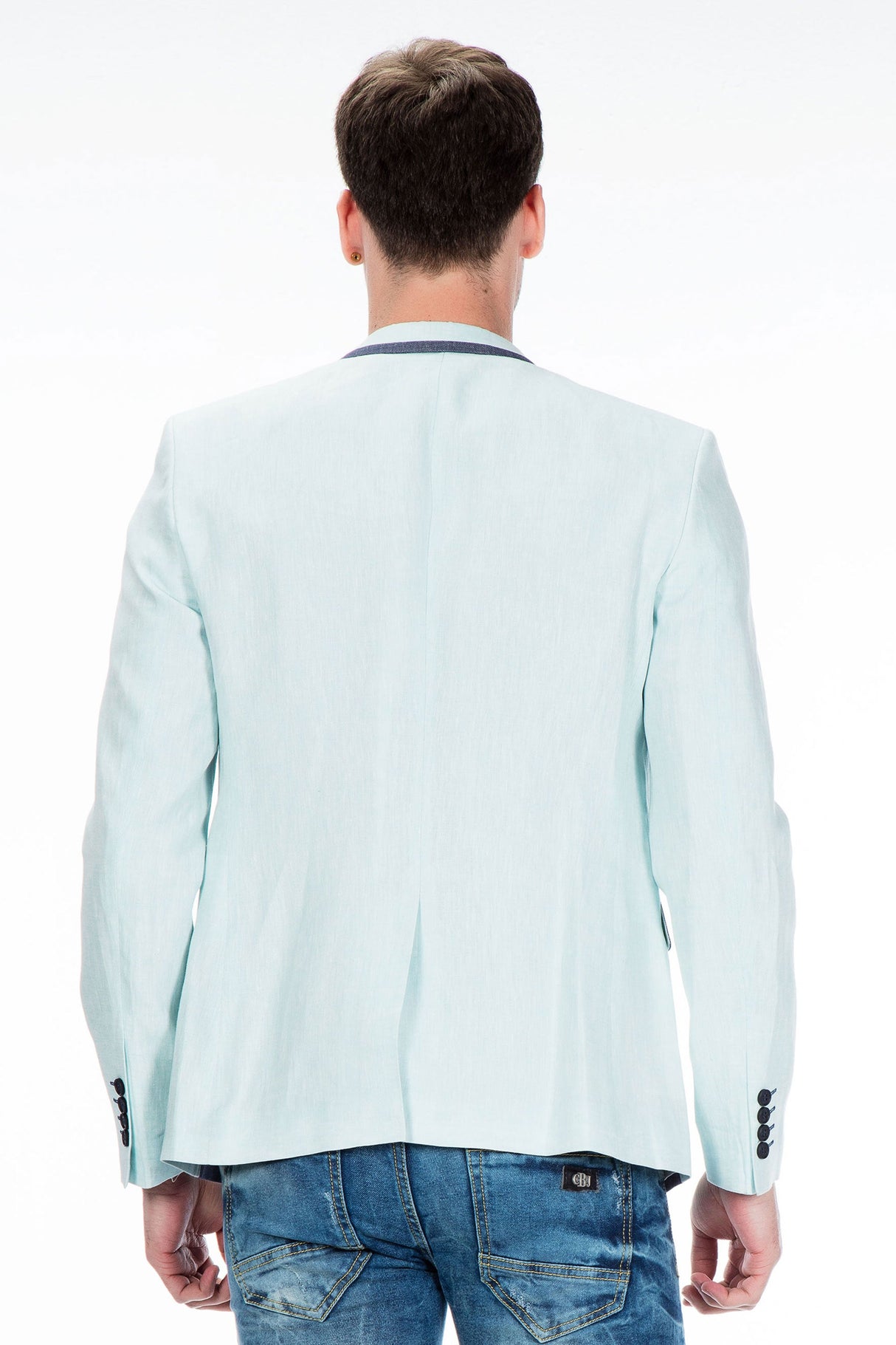 CJ222 Men's Blazer – Stylish contrast in light blue & navy