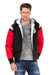 CJ230 Men's Denim Jacket – Hybrid Denim Hoodie with Eye-Catching Embroidery & Streetwear Design | Stylish Transitional Jacket with Hood & Patches