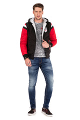 CJ230 Men's Denim Jacket – Hybrid Denim Hoodie with Eye-Catching Embroidery & Streetwear Design | Stylish Transitional Jacket with Hood & Patches