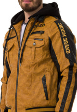 CJ284 Men's faux leather jacket with hood in a cool look