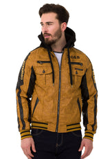 CJ284 Men's faux leather jacket with hood in a cool look