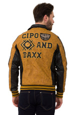 CJ284 Men's faux leather jacket with hood in a cool look