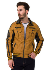 CJ284 Men's faux leather jacket with hood in a cool look