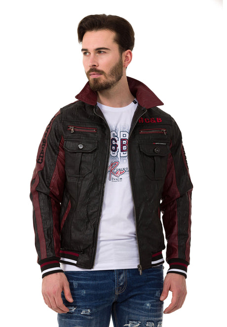 CJ284 Men's faux leather jacket with hood in a cool look