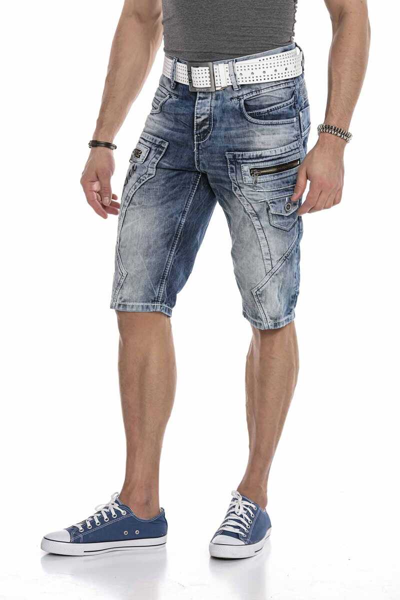 CK101 Men's Capri Shorts with trendy decorative seams