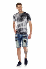 CK181 Men's Capri Shorts with stylish studded trim