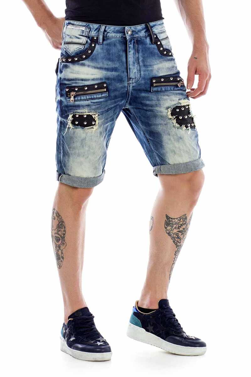 CK181 Men's Capri Shorts with stylish studded trim