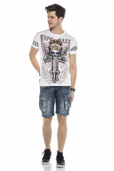 CK203 Men's Capri Shorts with Rivets and Cargo Pockets