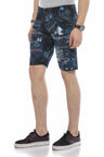 CK205 Men's Capri Denim Shorts with Destroyed Effects and Rivets