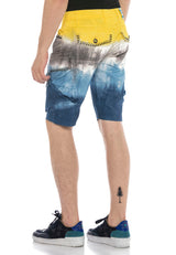 CK211 Men's Capri Denim Shorts with distinctive wash and rivets