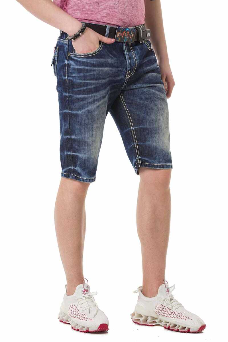 CK251 Men's Capri Shorts with trendy used wash