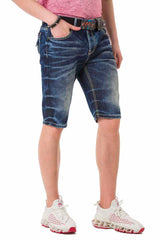 CK251 Men's Capri Shorts with trendy used wash