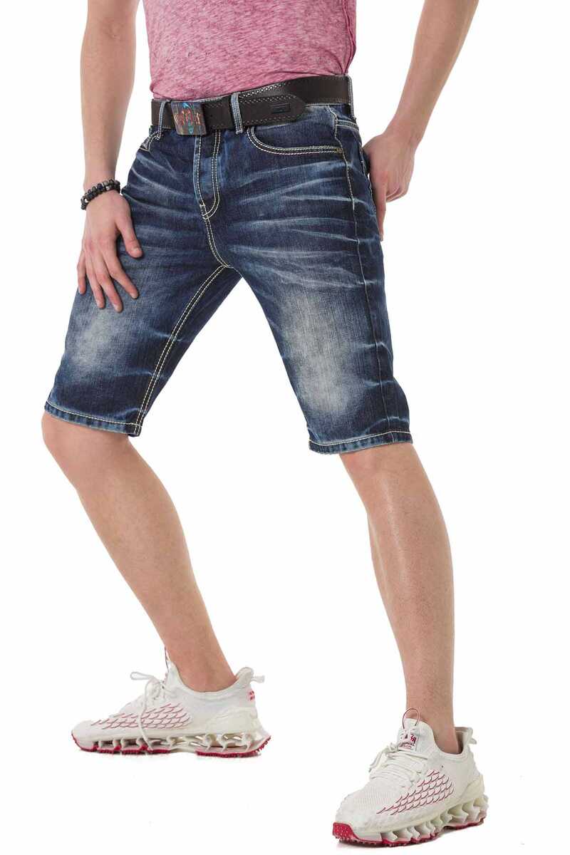 CK251 Men's Capri Shorts with trendy used wash