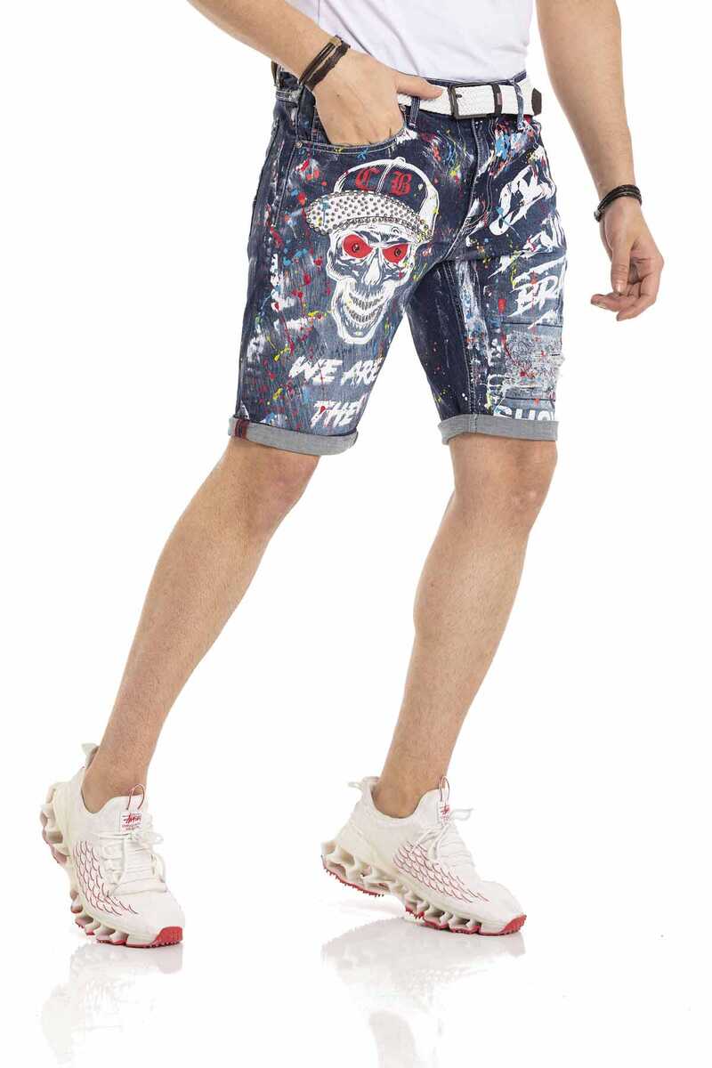CK255 Men's Capri Shorts with striking skull motif