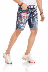 CK255 Men's Capri Shorts with striking skull motif