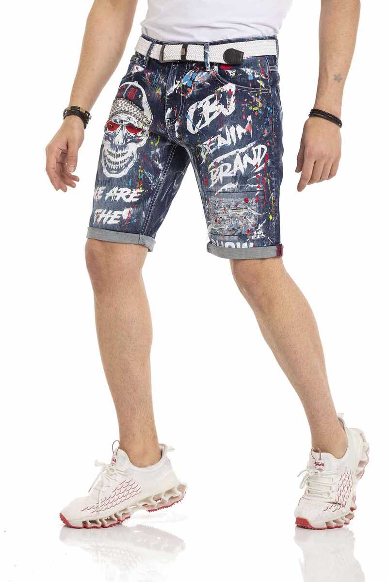 CK255 Men's Capri Shorts with striking skull motif