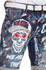 CK255 Men's Capri Shorts with striking skull motif