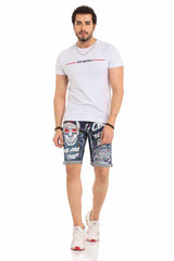 CK255 Men's Capri Shorts with striking skull motif