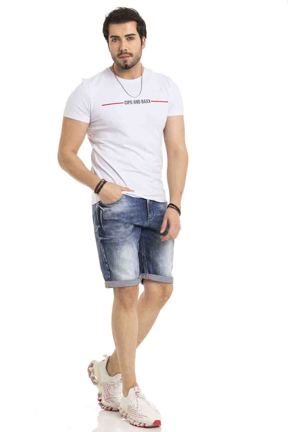 CK266 Men's Capri Shorts with cool brand embroidery