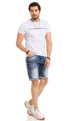 CK266 Men's Capri Shorts with cool brand embroidery