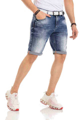 CK266 Men's Capri Shorts with cool brand embroidery