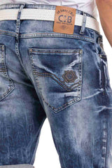 CK266 Men's Capri Shorts with cool brand embroidery
