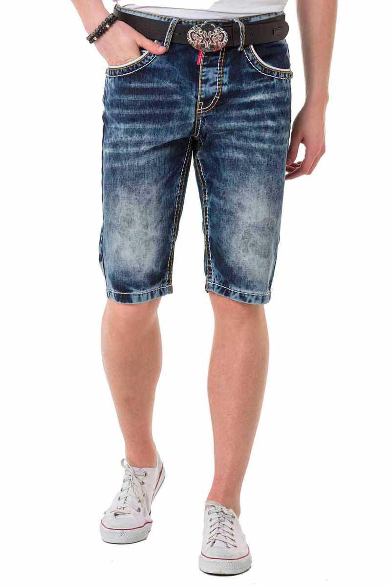 CK268 Men's Capri Shorts with Contrast Stitching