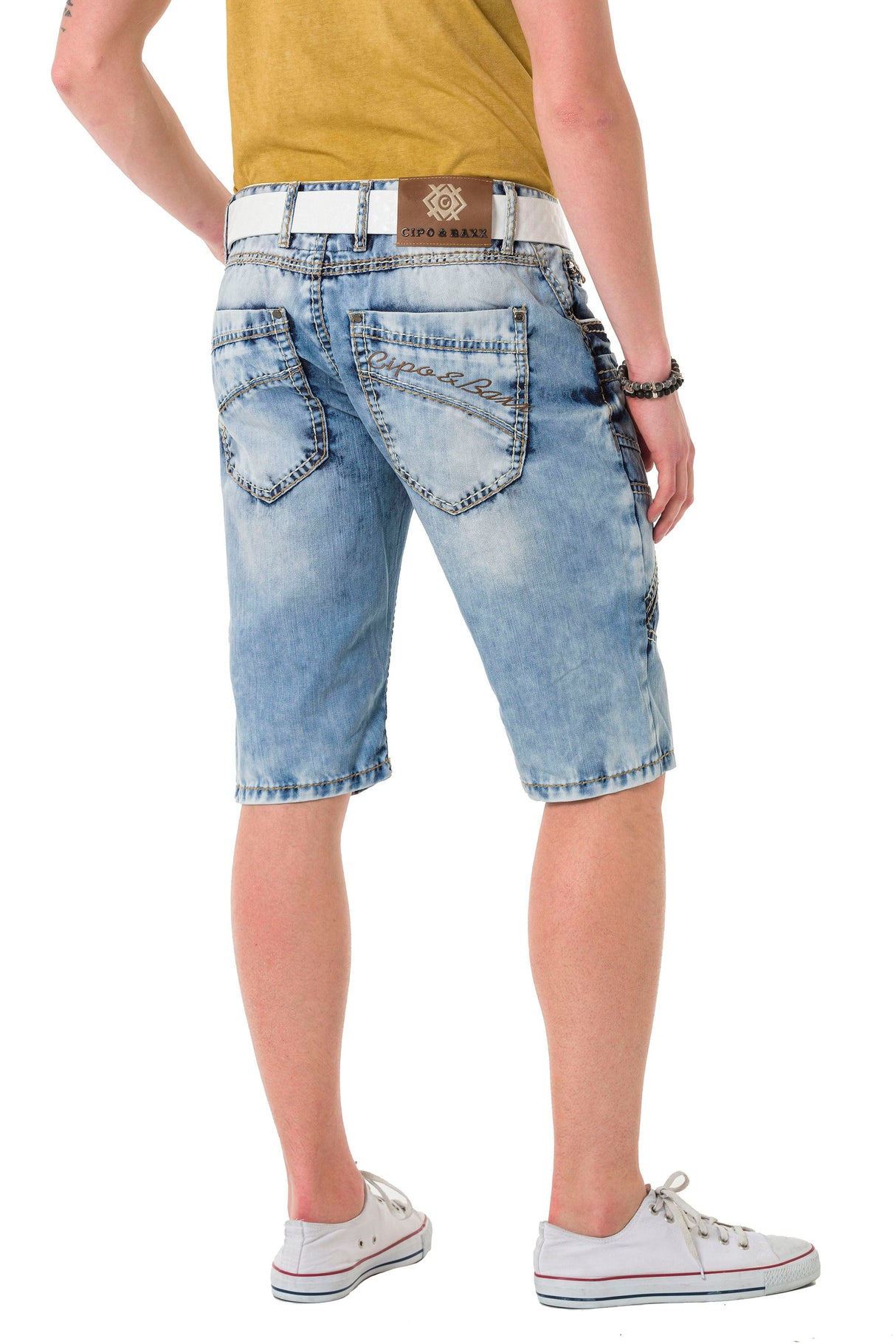 CK270 Men's Capri Shorts with eye-catching decorative stitching