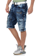 CK295 Men's denim shorts with cargo pockets