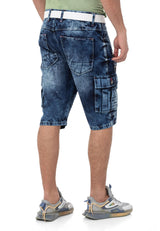 CK295 Men's denim shorts with cargo pockets