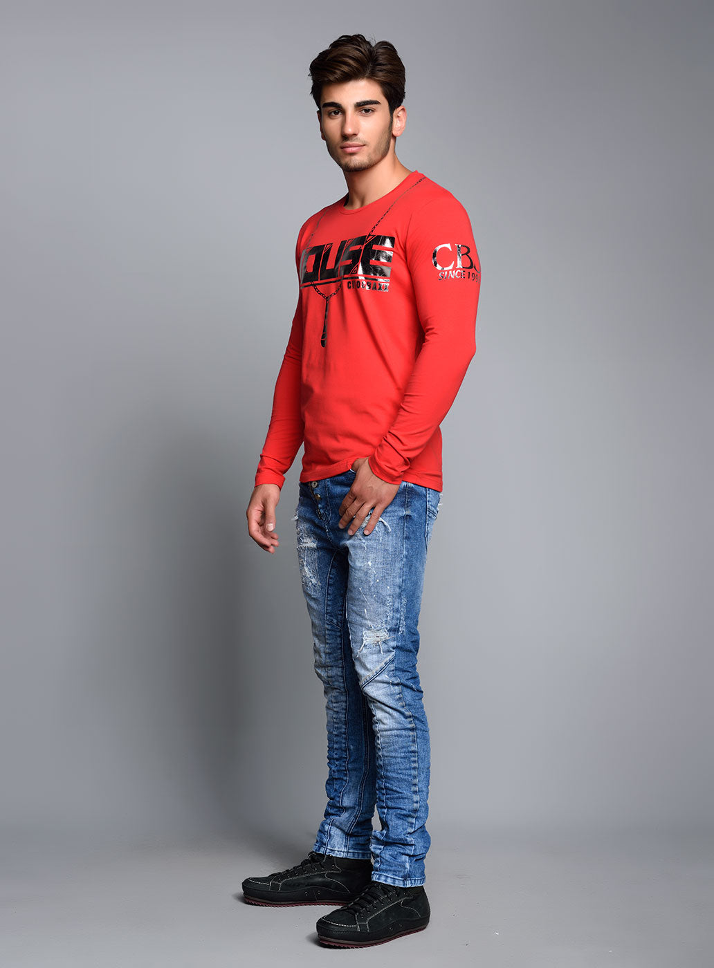 CL136 – Long-sleeved shirt with print, cotton & elastane