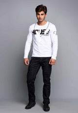 CL136 – Long-sleeved shirt with print, cotton & elastane