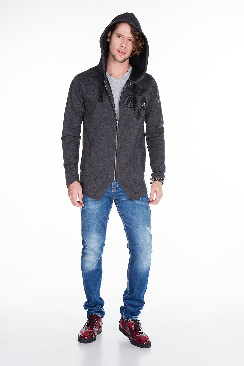CL238 Men's Sweat Jacket with Unusual Hem