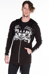 CL239 Men's sweat jacket with trendy biker print elements