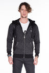CL251 Men's sweat jacket with cool faux leather appliqués