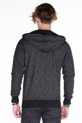 CL251 Men's sweat jacket with cool faux leather appliqués